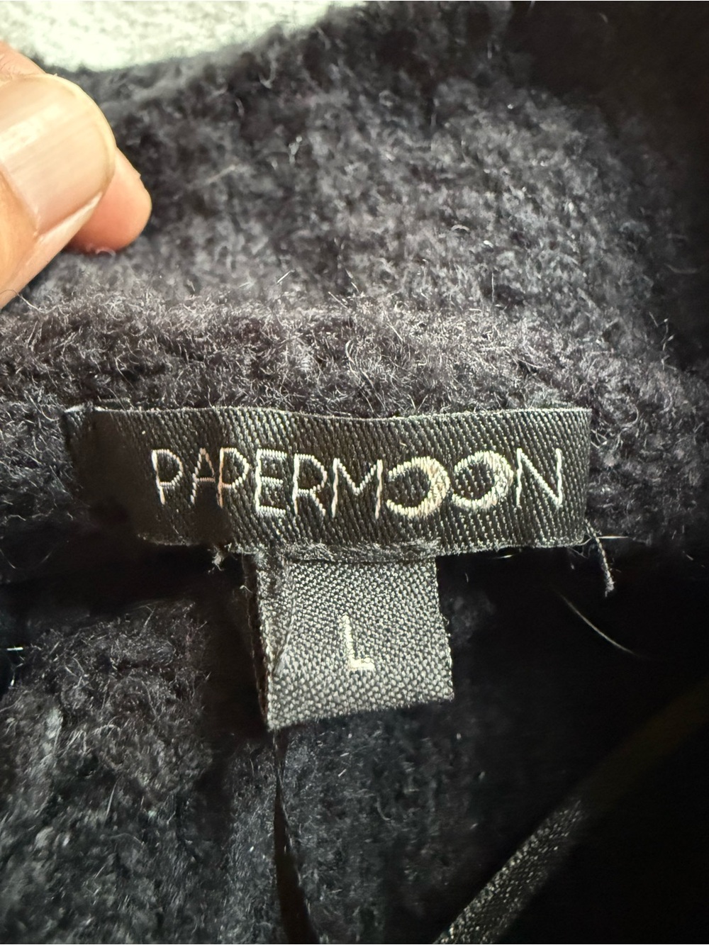 Papermoon Black Mock Neck Textured Crop Sweater - Picture 4 of 5